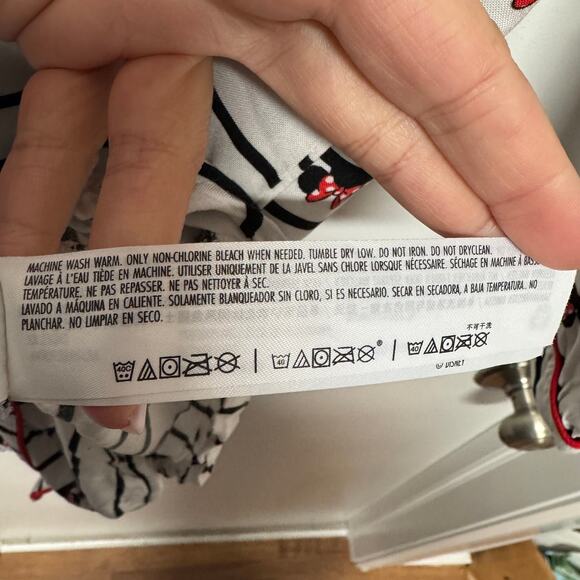 Disney Minnie Mouse Striped Nightshirt Dress Women Size Small Black White Red - Picture 9 of 12